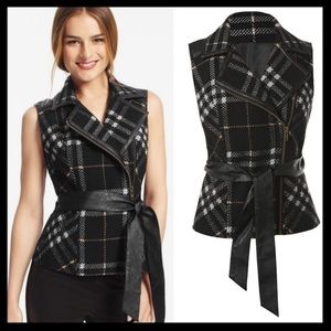 CAbi black plaid vest size medium EUC